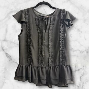 Ivanka Trump Elegant Black Ruffled Blouse Women’s Size Small
